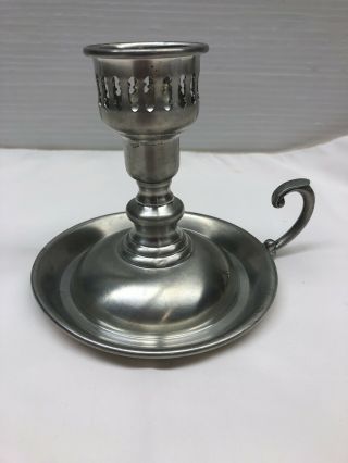 Vintage Empire Pewter Candle Holder With Finger Loop Candlestick.