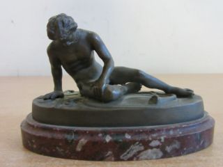 Antique Unsigned Small Bronze Statue Nude Man Laying Down Statue