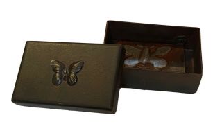 Jan Barboglio The Giving Box Butterfly Vtg Hand Forged Iron Metal Trinket Lidded