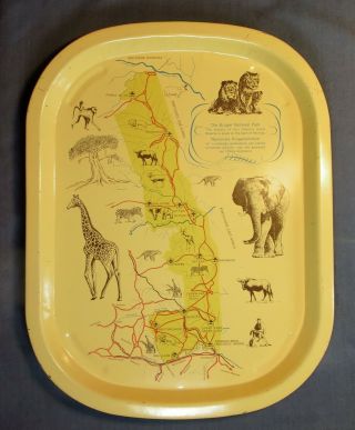 Africana Rare Vintage 1950/60 Kruger Park South Africa Souvenir Metal Tray