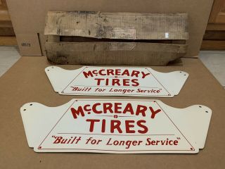 Mccreary Tires Stand Sign Vintage Metal Garage Shop Decor Gas Oil Man Cave Nos