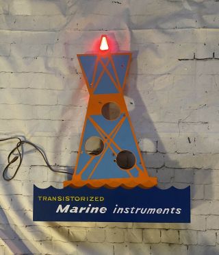 Vintage Transistorized Marine Instruments Boat Dock Light House Buoys Sign Ad