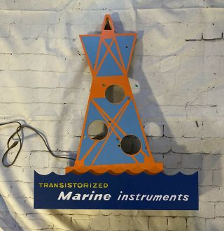 VINTAGE Transistorized MARINE Instruments BOAT DOCK Light House Buoys Sign Ad 2