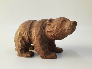 Japanese Wooden Bear Statue Okimono Vintage Brown Animal Interior D195