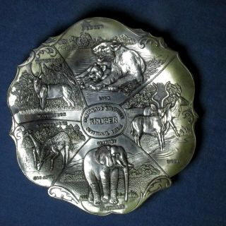 Vintage Kruger Park South Africa Curio Souvenir Metal Plated Dish