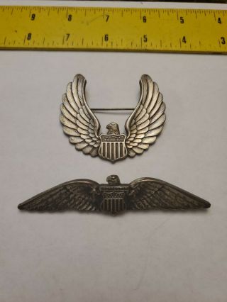 Wwii Us Civilian Flight Instructor For Pilots Usaaf Wings & Cap Badge