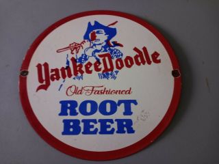 Vintage Yankee Doodle Root Beer Porcelain Sign (12in)