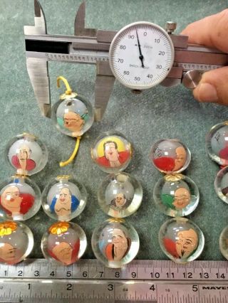 15 Vintage Chinese Reverse Painted Portrait Buddha Glass Beads
