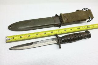 Wwii Us M3 Trench Fighting Knife Imperial Guard & M8a1 Scabbard - Ww2 Bomb