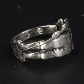 VTG Sterling Silver Gold Miner Man Mining Wrap Spoon Handle Ring Size 7 - 3.  5g 2