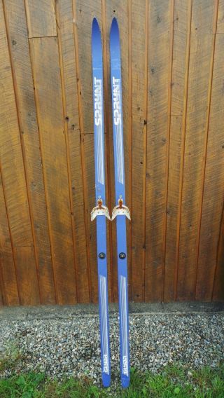 Vintage Skis 81 " Long Blue Finish Signed Sprynt Great For Decoration