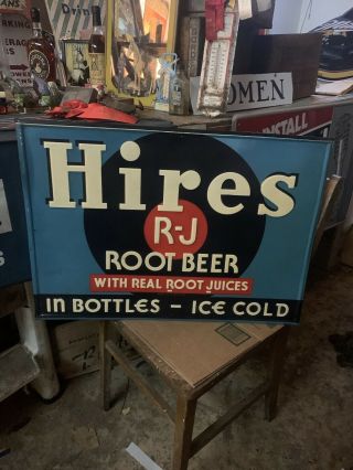 1940’s Hires Root Beer Sign Embossed Rare.