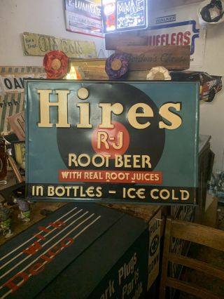 1940’s Hires Root Beer Sign Embossed rare. 2