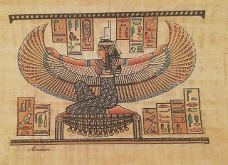 Fine Handmade Ancient Egyptian Papyrus Of Goddess Isis Size 8 X 12 "