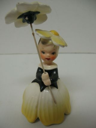 Vintage 1956 Napco Flower Girl Of The Month Figurine W/ Parasol A1949