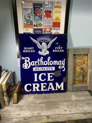 Vintage 1900’s Bartholomays Ice Cream Sign.