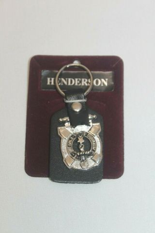 Scottish Clan Crest Badge Keychain Henderson Leather Back Made In Scotland