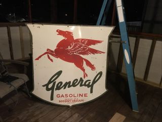 General Gasoline With Pegasus Double Sided Porcelain Sign