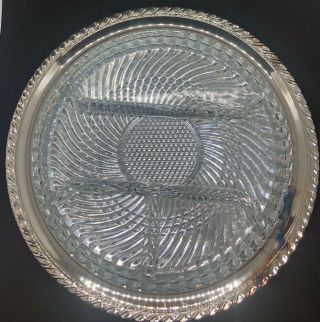 Oneida Silverplate Relish Dish With Glass Liner Maybrook 12 "