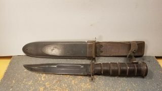 Wwii Us Navy Mark 2 Camillus Fighting Knife Ny With Bm Co.  Nord Scabbard,  Grey