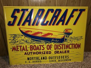Starcraft Dealer Motor Boats Fishing 24 " Embossed Metal Sign - Siren Wis