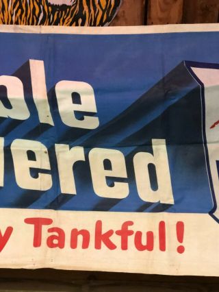 LARGE VinTagE MOBIL MOBILGAS Canvas BANNER Sign Gas Oil Car OLD Mancave 5