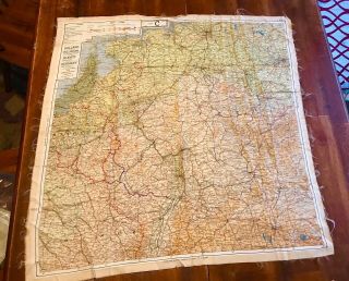 Us Wwii Silk Escape Map Of Western Europe 43/c And 43/d Germany France