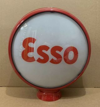 Vintage Esso Gas Pump Globe Light Glass Lens Top Service Station Garage Oil