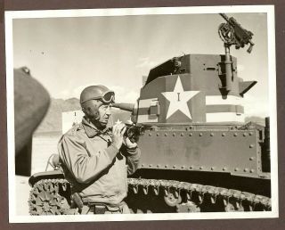 1942 Press Photo Major General George Patton,  Jr.  Standing Next To A Tank