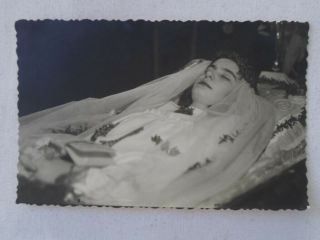 Vintage Dead Bride Young Girl In Coffin Funeral Photo Germany 1930 