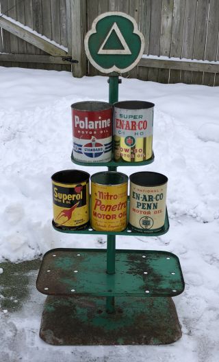 Vtg 1950s Cities Service 1 Quart Oil Can Rack Display Gas & Oil Service Station