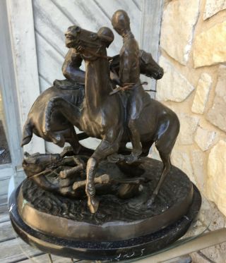 Fredrick Remington Bronze " Polo " Sculpture Marble Base High Details Lost Wax