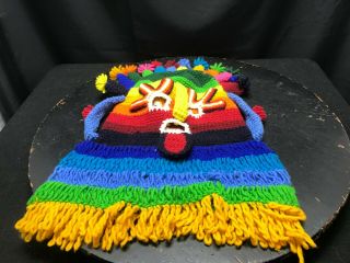 100 Wool Mask Hand Made Colorful Aztec? Mexican?