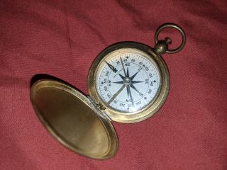 Vintage Wwii Us Military Waltham Survival Compass Brass Great Shape World War Ii