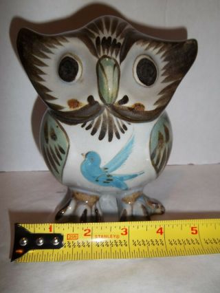 Ken Edwards Mexican Tonala Pottery Stoneware Owl Figurine