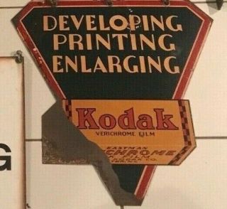 Vintage Kodak Camera Film Developing 2 - Sided Advertising Sign