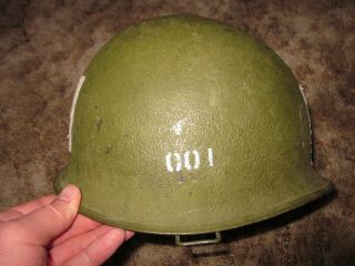 Vintage Wwii Us Army Front Seam Steel Helmet And Named Liner By Msa