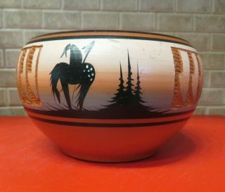 Vintage Native American Navajo Pueblo Pottery Vessel Vase Signed Eval Dine 3 X 5