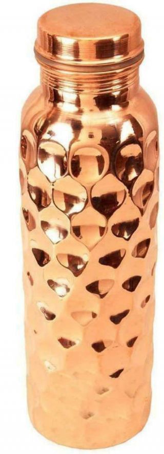 900 Ml Diamond Copper Water Bottle Ayurveda Health Benefits Leak Care Joint Usa