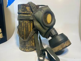 German pre WW2 Early Reichswehr Gas Mask and 1934 dated Canister Named 2