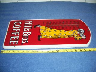 Vintage 1915 Hills Brothers Coffee Porcelain Sign & Thermometer 2