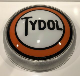 Vintage Tydol Ethyl Glass Gas Pump Globe Lens - Oil Garage Sign