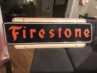 Large Firestone Tire Embossed Metal Sign