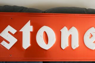 VINTAGE 1970 ' S FIRESTONE TIRES EMBOSSED METAL SIGN GRACE 71 INCHES LONG 5