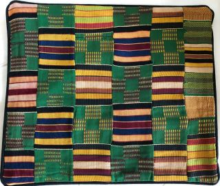 Kente (?) Cloth Strip - Weave Textile Pillow Cover Woven 15”x13” Made In Turkey