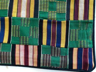 Kente (?) Cloth Strip - Weave Textile Pillow Cover Woven 15”x13” Made in Turkey 2