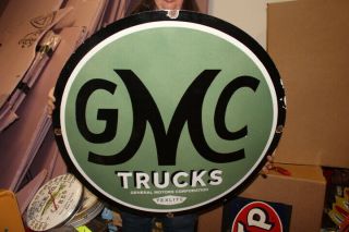 Large Gmc Trucks Chevrolet Dealership Gas Oil 30 " Porcelain Metal Sign