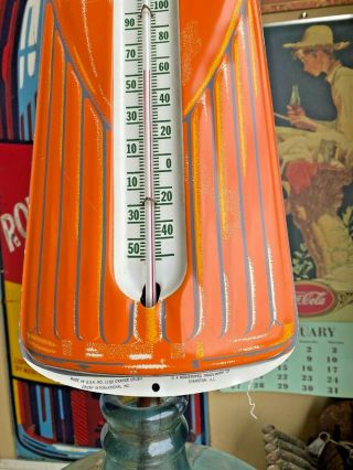 Vintage Orange Crush Cola Bottle Thermometer Sign Soda Fountain HUGE TIN DISPLAY 3