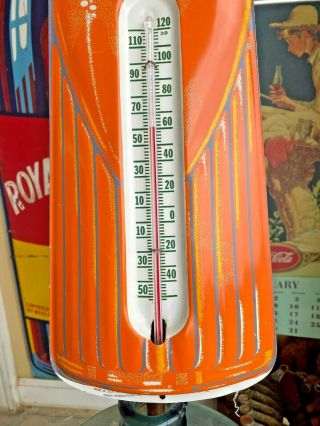 Vintage Orange Crush Cola Bottle Thermometer Sign Soda Fountain HUGE TIN DISPLAY 4
