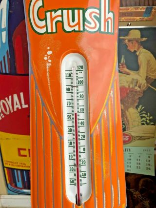 Vintage Orange Crush Cola Bottle Thermometer Sign Soda Fountain HUGE TIN DISPLAY 5